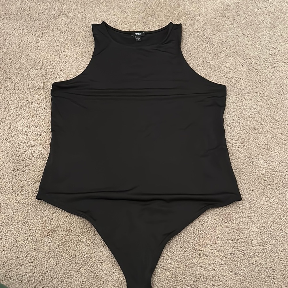 Large high neck tank bodysuit - black